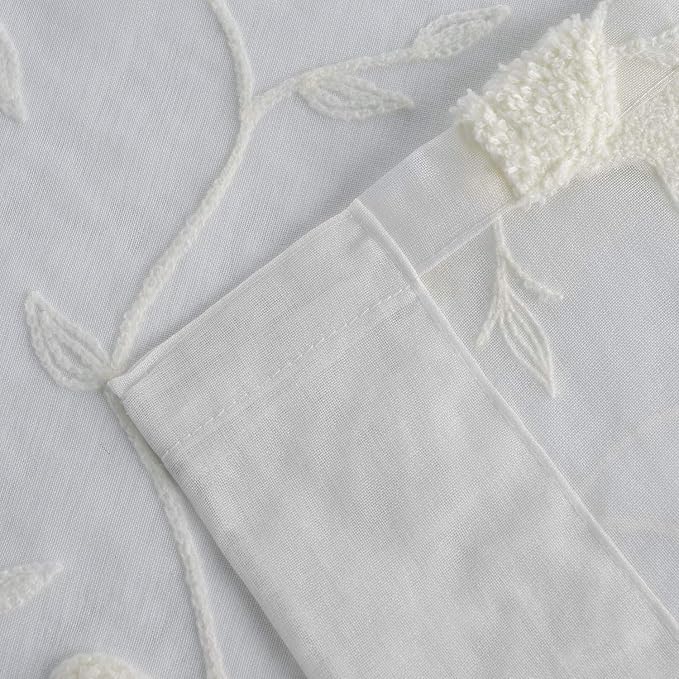 White Sheer Curtains 63 inches Length Birds Embroidered Window Treatment Curtain Sheer Voile Panels for Kitchen, Liviging Room, Bedroom, Small Windows, 42x63, Set of 2 - Image 6