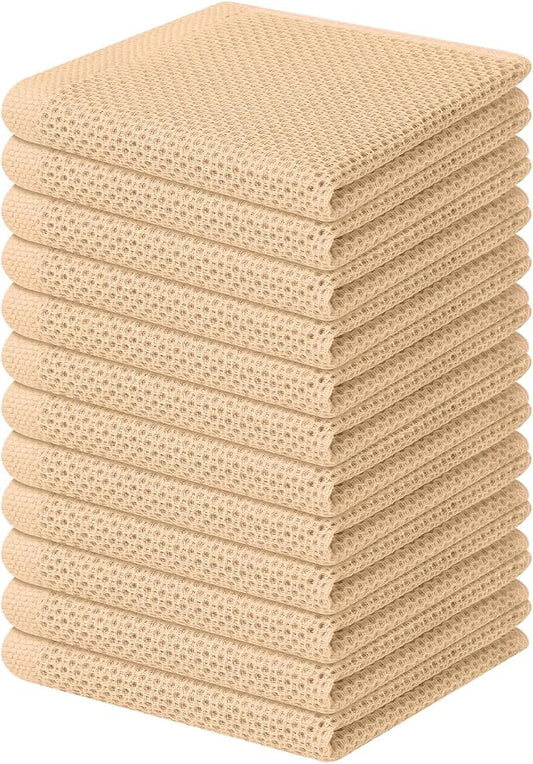 Homaxy 100% Cotton Waffle Weave Kitchen Dish Cloths 12-Pack, Apricot | 12 x 12 Inches, Ultra Soft Absorbent Dish Towels, Quick Drying Dish Rags with Hanging Loop by Homaxy