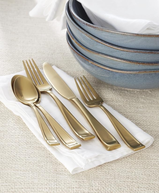 Oneida Moda Gold Satin 20-Piece 18/10 Silverware Set for 4, Flatware | satin finish, dishwasher safe | includes knives, forks, and spoons | heavy duty, cutlery set for kitchen and dining, utensils - Image 7