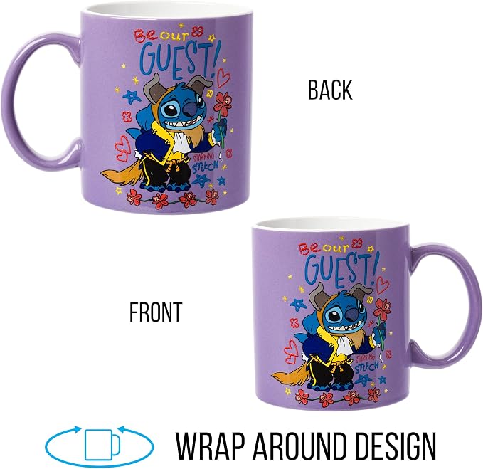 Silver Buffalo Disney Lilo and Stitch Beauty and the Beast Costume Be Our Guest Ceramic Mug, 20 Ounces - Image 6