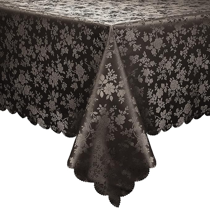 Smiry Rectangle Waterproof Heavy Duty Vinyl Tablecloths, 52 x 70 Inch | Wipeable Washable Floral Embossed Table Cover for Kitchen and Dining Room, Indoor & Outdoor Use, Coffee by Smiry