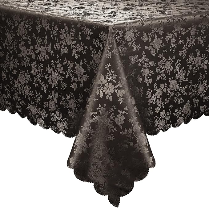Smiry Rectangle Waterproof Heavy Duty Vinyl Tablecloths, 54 x 120 Inch | Wipeable Washable Floral Embossed Table Cover for Kitchen and Dining Room, Indoor & Outdoor Use, Coffee by Smiry