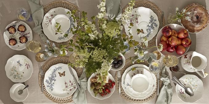 Lenox Porcelain Dinnerware Sets For 4, Butterfly Meadow Herbs 12-Piece Dinnerware Set, Service For 4, Microwave Safe Plates, White Dinner Plates and Bowls Sets, Dishes, Kitchen and Dining (12 Piece) - Image 9