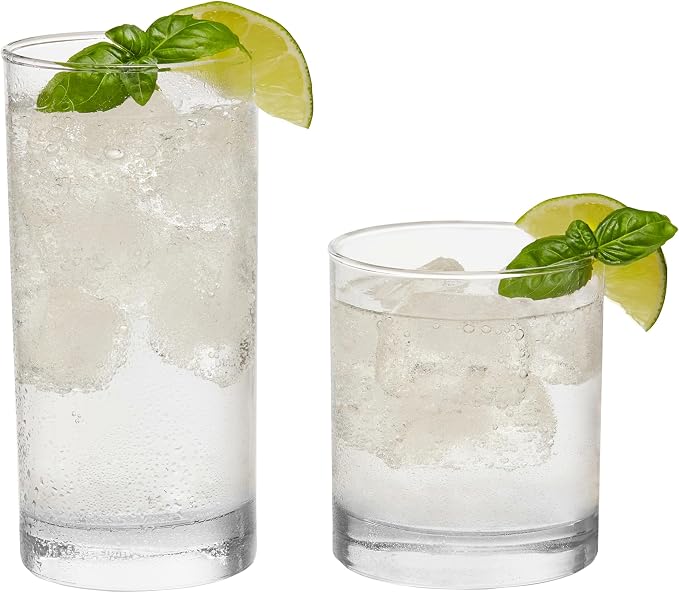 Province Tumbler & Rocks Beverage Glasses Set of 24, Clear Glass Cups | 15.2 oz and 11.1 oz Capacities for Water, Juice, Cocktails, and More with Lightweight Design and Dishwasher-Safe Cleanup by Libbey