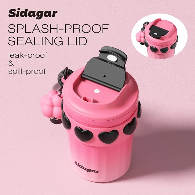 SDGA+ 12 oz Travel Coffee Mug Spill Proof Leak Proof, Stainless Steel Thermal Coffee Cup with Lid, Resuable Cup for Hot and Cold, Portable Tumbler for Women, Pink - Image 3