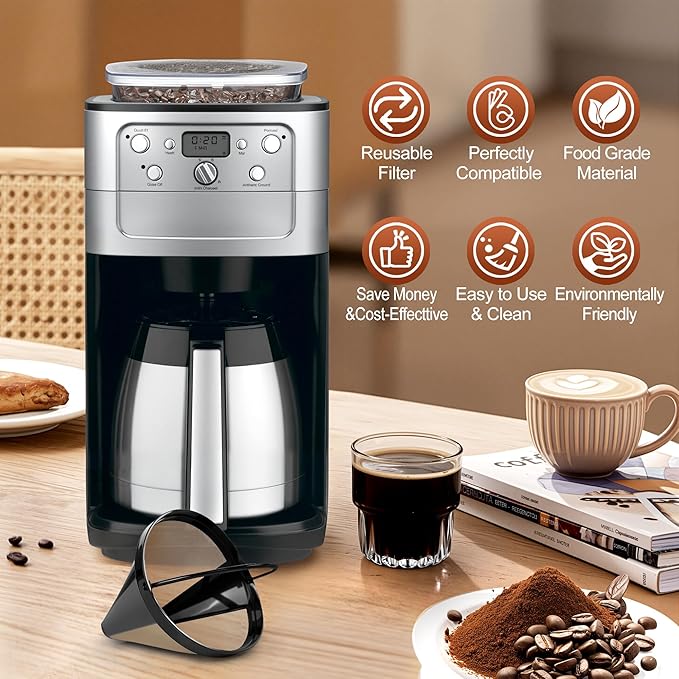 2 Pcs Reusable No.4 Cone Coffee Maker Filters for Ninja,Replacement Coffee Basket Filters, #4 Cone Permanent Stainless Steel Mesh Basket Compatible with Ninja Cuisinart Hamilton Beach Coffee Maker