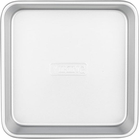Viking Premium 9-Inch Nonstick Ceramic Square Cake Pan, Made without PFAS, Heavy Gauge Aluminized Steel Baking Pan with Reinforced Iron Frame, Even Heating Bakeware, Oven Safe to 475F, Silver by Unknown