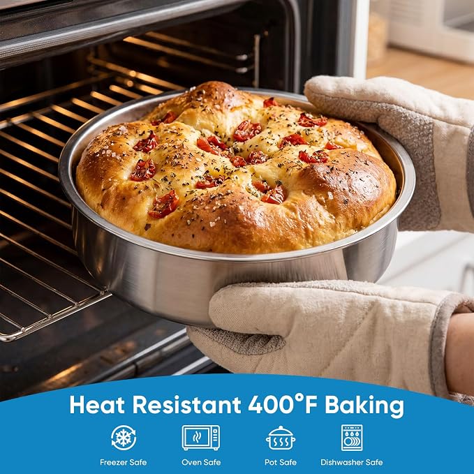 4 6 8 Inch 3-Piece Round Cake Pan Set with 150 Parchment Paper Liners, Stainless Steel Baking Pans with Handles, Includes Silicone Brush & Spatula, Layer Cake Baking Set for Cheesecake, Birthday Cake - Image 5