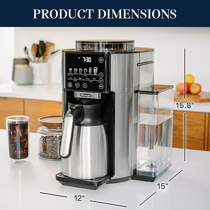 De'Longhi TrueBrew Drip Coffee Maker, Grinder, 8 to 40 oz, Built-In Grinder | #1 Worldwide Espresso Machine Maker, Built-in Grinder, 40 oz Coffee Pot, 5 Brew Styles, 6 Brew Sizes, One-Touch Simplicity - Image 2