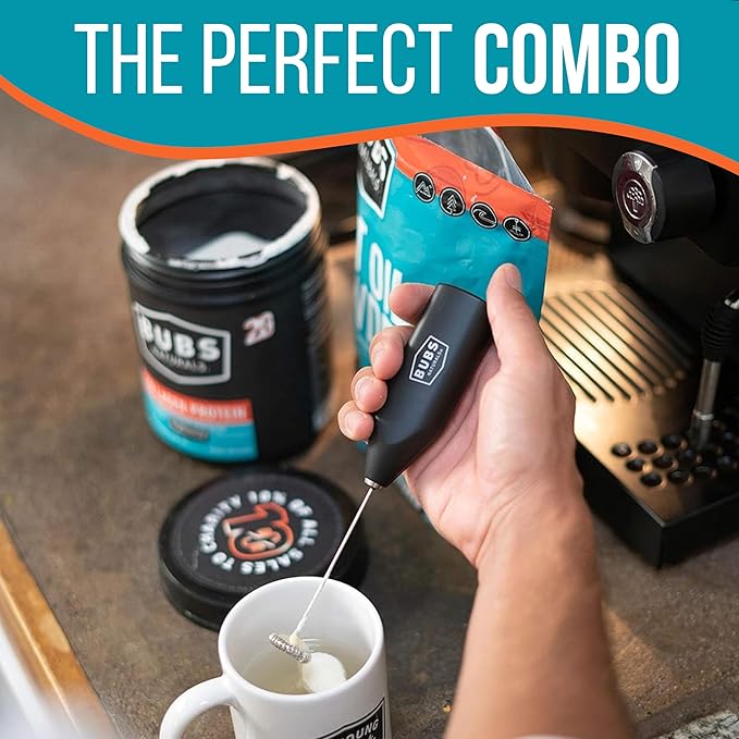 BUBS Naturals Mix Wand MCT Oil Powder, Handheld Milk Frother, For Lattes, Coffee, Cappuccino, Frappes, Hot Chocolate Blender, Portable