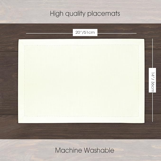 Urban Villa Two Tone Placemat Cotton Tablemat 14x20 (Set of 6) Ivory - Image 3