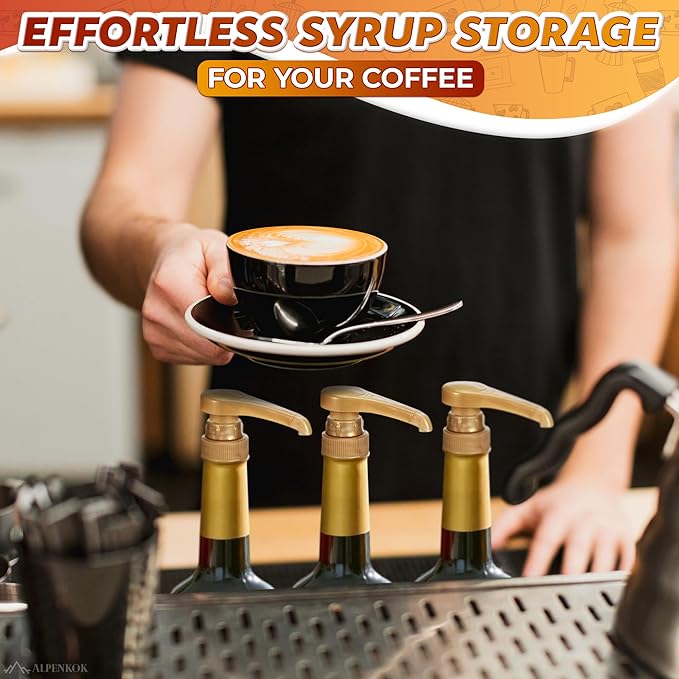 5 PCs Coffee Syrup Pump Dispenser - 9.25" Closed/11.54" Open Coffee Syrup Dispenser Pump - Lockable Mechanism, Fits Various 25.4 oz Bottles, Easy to Use & Clean, Suitable for Liquids & Pastes