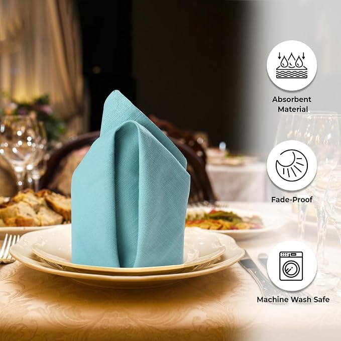 Urban Villa Cloth Napkins Cotton 20x20 (Set of 6) Aqua - Image 9