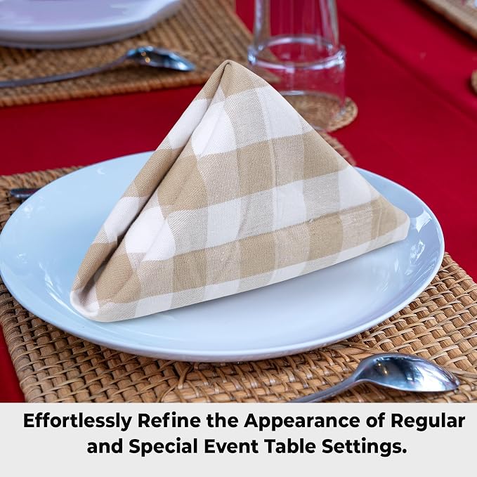 Urban Villa Cloth Napkins Cotton 20x20 (Set of 6) Taupe - Image 2