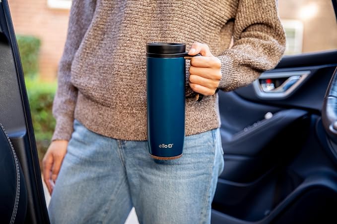 Ello Magnet 18oz Vacuum Insulated Stainless Steel Travel Mug with Side Handle and Leak-Proof Slider Lid and Built-in Coaster, Keeps Hot for 5 Hours, Perfect for Coffee or Tea, BPA-Free - Image 2