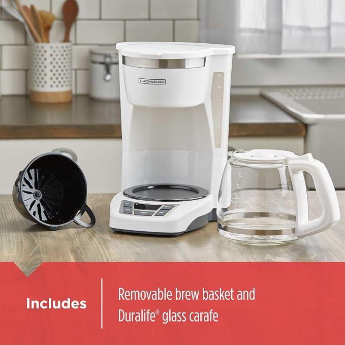 BLACK+DECKER CM1160W-1 CM1160W 12-Cup Programmable Coffeemaker, White/Stainless Steel - Image 5