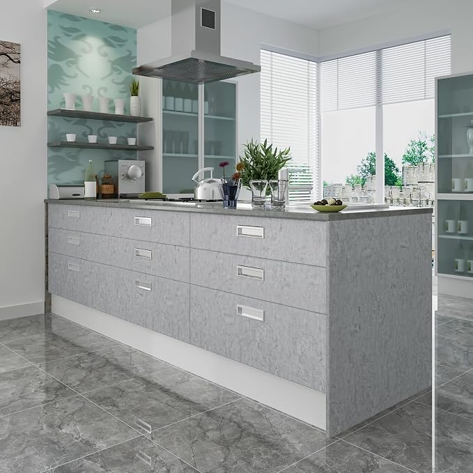CRE8TIVE Concrete Grey Wallpaper 24"x354" Extra Thick Wide Waterproof Peel and Stick Cement Contact Paper Removable Countertop Wall Stickers for Living Room Bedroom Furniture Rustic Industrial Decor - Image 6