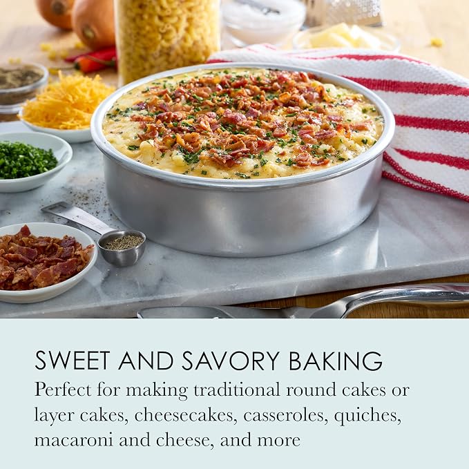 Chicago Metallic 8 Inch Round Cake Pan, Heavy-Gauge Recycled Aluminum Baking Pan with Wire-Reinforced Rim for Even Baking, Layer Cakes, Cheesecakes, Casseroles and Quiches - Image 3