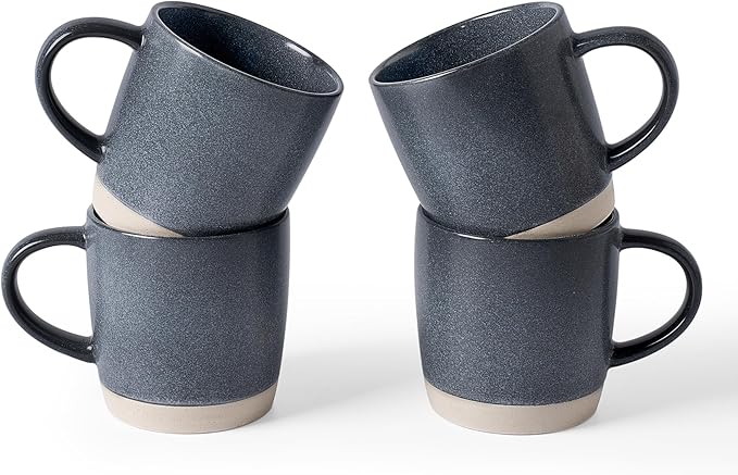 famiware Coffee Mugs Set of 4, Milkyway 13 oz Mug Set, Ceramic Cup Set with Handle for Coffee, Tea, Cocoa, Milk, Matte Dark Charcoal by Famiware
