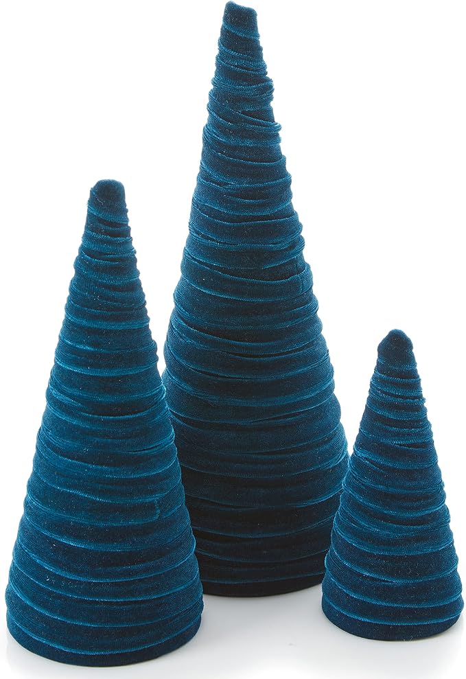 Your Heart's Content Velvet Trees Set of 3 Teal, Minimalist Mantel Accent, Winter Wedding Centerpiece, Valentine Tree Tabletop, Handcrafted Mantel Accent (Teal) by YourHeartsContent