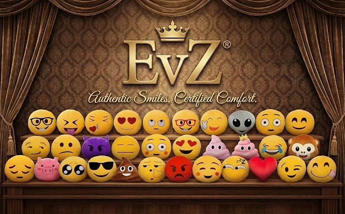 EvZ Official Certified Blankly Emoji Pillow - 32cm Large Soft Plush Expressionless Smiley Face Emoticon Cushion - Funny Decorative Stuffed Toy for Minimalist Decor, Office Humor & Gag Gift (Yellow) - Image 2