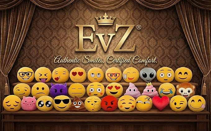 EvZ Official Certified Loving Heart Eyes Emoji Pillow - 32cm Large Soft Plush Smiley Face Emoticon Cushion - Romantic Decorative Stuffed Toy for Anniversary, Valentine’s Day & Home Decor (Yellow) - Image 2