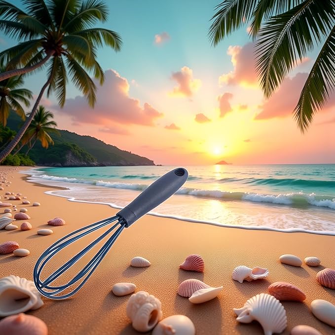 Navy Blue Silicone Whisk, Mini Silicone Whisks Multifunctional Manual Egg Beater Mixer Bake Tool for Blending Whisking Stirring Cooking Home and Kitchen