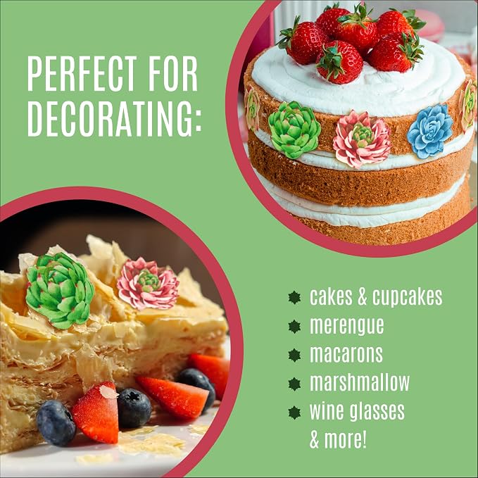 Edible Wafer Succulents - Cake and Cupcake Toppers, Decoration Premium Crafted in the USA - Image 4