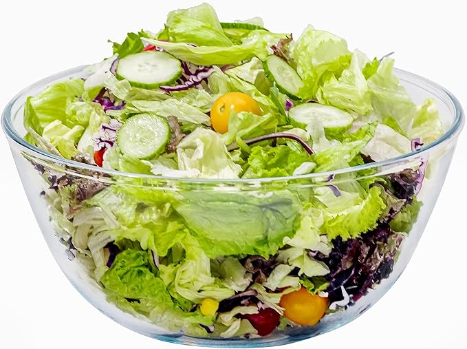 4.7Qt Large Glass Mixing Bowls, Clear Large Salad Bowls,Thick Glass Big Mixing Bowls Salad Bowls Cooking Bowl for Kitchen Prepping Baking Serving, Fruit,Candy, Dishwasher Safe, Borosilicate Glass