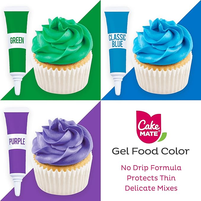Cake Mate 9-Pack Gel Food Coloring Set for Easter Egg Dying - Assorted Colors for All Your Baking Needs, Perfect for Cakes, Cookies, and More (0.67oz per container)