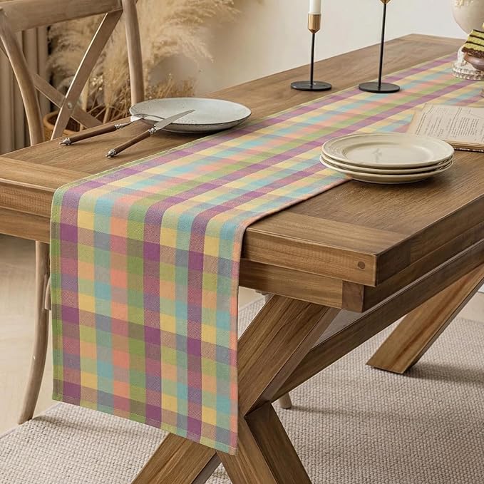 Urban Villa Table Runner Cotton Heavier Quality 14x72 Easter Check by CottonTrends