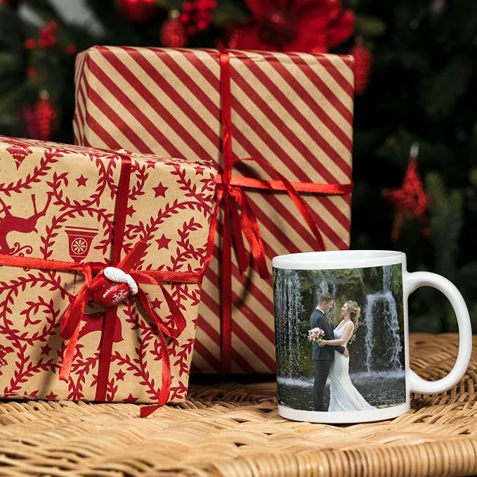 Custom Coffee Mug with Photo, Text, or Logo | Personalized Ceramic Mug 11oz | Customizable Gift for Men, Women | Unique Gift for Birthdays, Holidays, Christmas | White - Red - Image 4