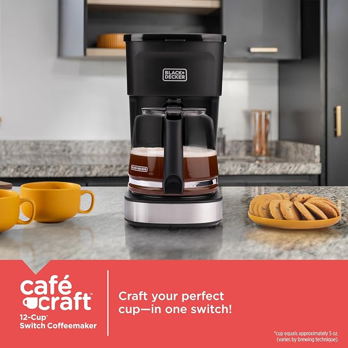 BLACK+DECKER CAFÉCRAFT 12-Cup Coffee Maker, One-Switch Drip Coffeemaker with Vortex Showerhead Technology, Sneak-A-Cup, Keep Warm Function, Stainless Steel - Image 3