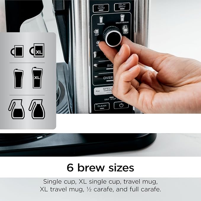 Ninja Coffee Maker, 10-Cup Carafe, Fold-Away Frother, Black, CM401 | Permanent Filter & Removable, Dishwasher Safe Reservoir, 6 Brew Styles, 8 Cup to Travel Mug to Pot Sizes - Image 6