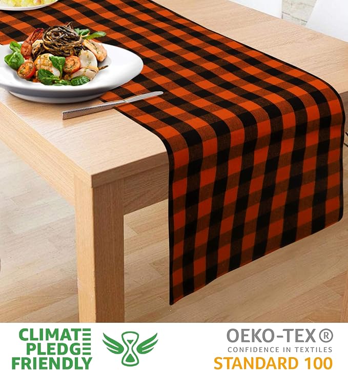 Urban Villa Table Runner Cotton Heavier Quality 14x72 Halloween Checks - Image 2