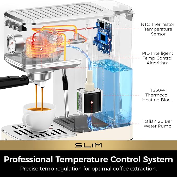 CHULUX Espresso Machine with Conical Burr Electric Coffee Grinder, Creamy - Image 4