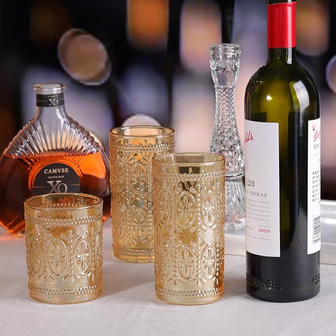 abrwyy Amber Drinking Glasses, Vintage Glassware, 12oz Highball Glasses | Lead-Free Glass, Thick&Durable Glass, Home Decoration, Food Grade Glass - Image 4