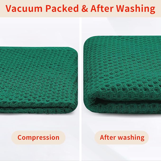 Homaxy 100% Cotton Waffle Weave Kitchen Dish Cloths 8-Pack, Dark Green | 12 x 12 Inches, Ultra Soft Absorbent Dish Towels, Quick Drying Dish Rags with Hanging Loop - Image 7