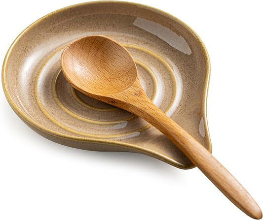Spoon Holder, Porcelain Cooking Spoon Rest for Stove Top, Large Utensil Rest for Spoons, Ladles, Tongs, Spatula or Kitchen Counter Farmhouse Cooking, Coffee Bar Accessories, 5 Inches (Brown) | 5 Inches Large for Ladles, Spatula, Coffee Spoon, Tong | fo... by Cormomu