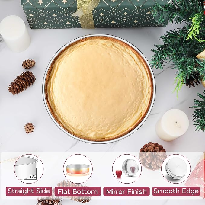 Onader 8 Inch Round Cake Pan, Stainless Steel Baking Pan Set of 3, Birthday Wedding Cake Tin - Image 3