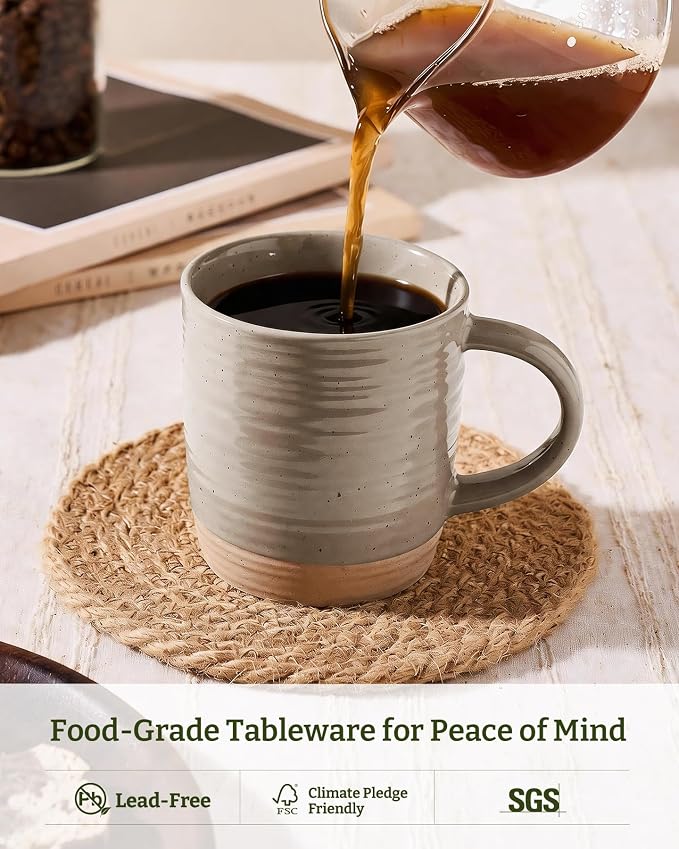 famiware Coffee Mugs Set of 4, 13 oz Mug Set, Ceramic Cup Set with Handle for Coffee, Tea, Cocoa, Milk, Constellation Series, Cinnamon Brown - Image 2