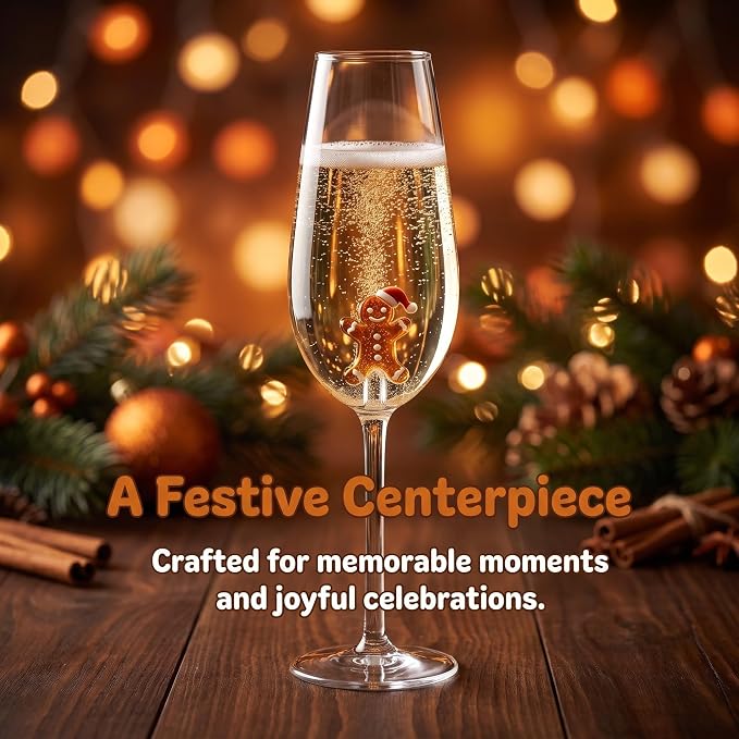 Zerodeko Christmas Wine Glasses: Decorative Glass Wine Goblet for Bar Pub | Xmas Gingerbread Man Drinkware Cocktail Glassware for Christmas Parties Hosting - Image 9
