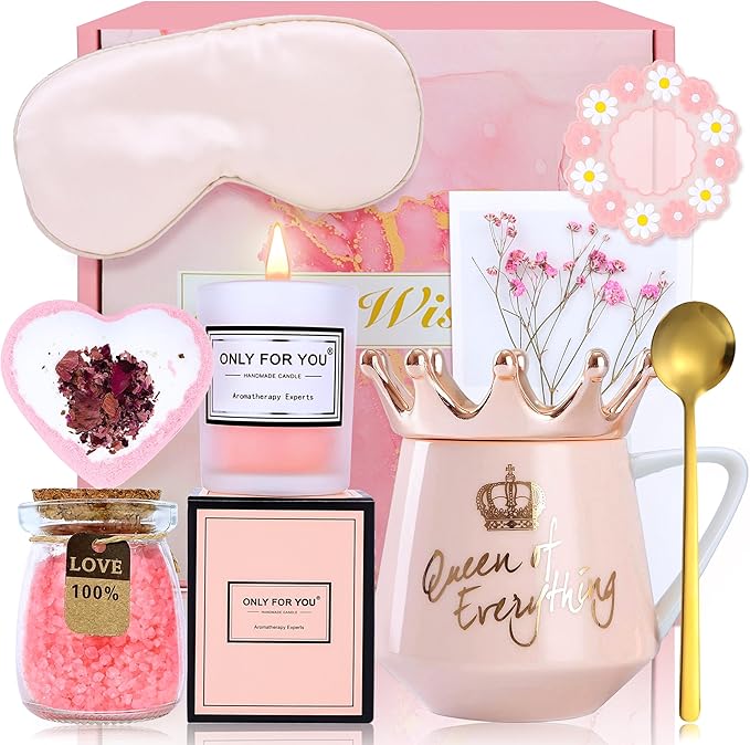 Arawat Unique Happy Birthday Gifts for Women Best Friend Sister Grandma and Mom Funny Retirement Gift for Woman Her Pink Get Well Soon Gifts Basket Queen Everything Mug Valentine's Day Gifts for Women by ARAWAT