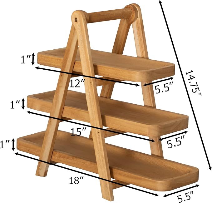 Vintiquewise 3-Tier Wooden Tray Farmhouse Inspired Cupcake Stand Dessert Platter Pastry Holder Appetizer Display for Wedding Party Baby Shower or Tea Time Ideal Decor in Kitchen, Dining or Coffee Bar - Image 4