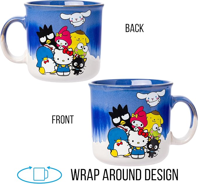 Silver Buffalo Sanrio Hello Kitty and Friends, Ceramic Camper Mug, 20oz | Chococat, Tuxedo Sam, Badtz-Maru and My Melody, Cinnamoroll Reactive Glaze, Pompompurin, Keroppi, 0.59 Liters - Image 6