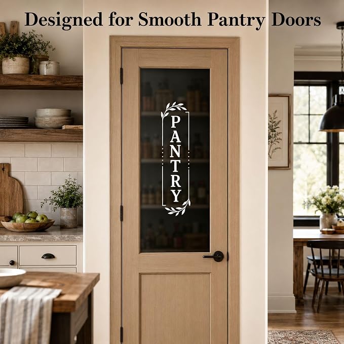 Pantry Door Lettering Vinyl Decal: White 7 x 26 Inch Vertical Design | Tall PANTRY Lettering Adds A Distinct Farmhouse Accent To Smooth Dark-Colored Doors - Image 2