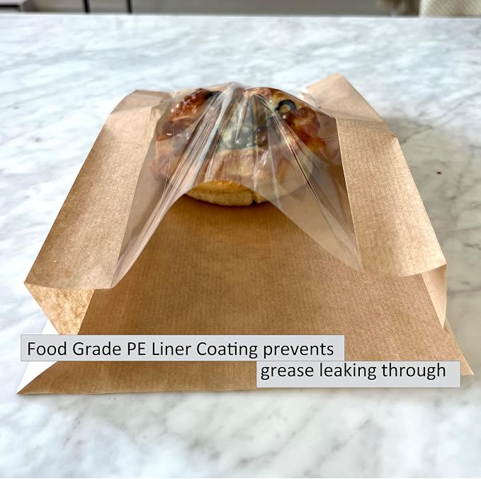 100 Pcs cozymomdeco Korean Made Bakery Bags with Window, Paper Sandwich Bags, Donut To Go, Bakery for Treat, Snack, Cookie Packaging Pastry Bags (Brown) (Large) - Image 5