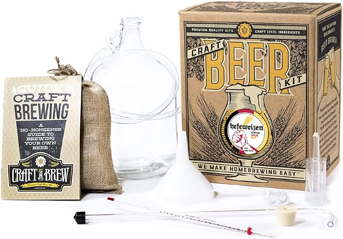 Craft A Brew - Hefeweizen - Beer Making Kit - Make Your Own Craft Beer - Complete Equipment and Supplies - Starter Home Brewing Kit - 1 Gallon