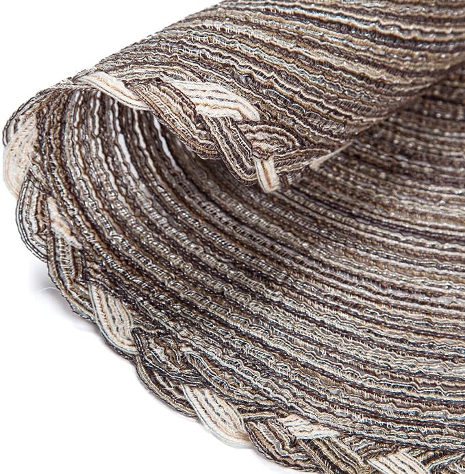 SHACOS Round Placemats Set of 4 Braided Glitter Round Table Placemats 15 inch for Wedding Holiday Party (Multicolor-Light Coffee, 4) - Image 8