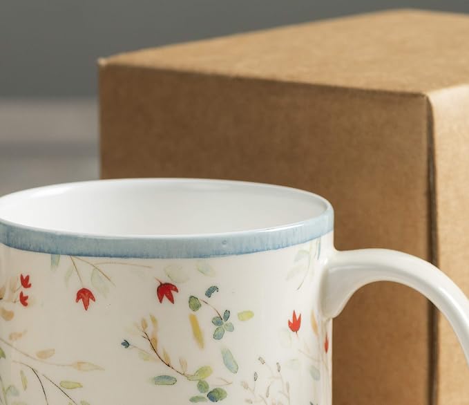 Maison d' Hermine Coffee Mug with Handles Tea Cups (12 Ounce, Pack of 1) | Fine Bone China Coffee Mugs for Hot Beverages Cappuccino Latte Home Restaurant Hotel Spring Summer -Colmar - Blue - Image 8